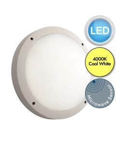 Saxby Lighting - Luik - 69231 & 72180 - LED White Opal Microwave 18w Gear Tray Plain Casing Outdoor Sensor Bulkhead Light