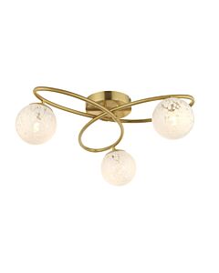 Endon Lighting - Quay - 97231 - Satin Brass White Glass 3 Light Flush Ceiling Light