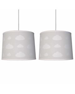 Set of 2 Clouds - Light Grey Easy Fit Fabric Pendant Shade