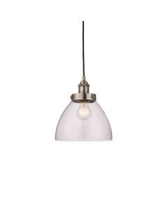 Endon Lighting - Hansen - 91738 - Silver Clear Glass Ceiling Pendant Light