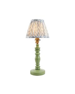 Endon Lighting - Bibury & Leaf 16cm - 115874 - Green Aged Brass Blue Table Lamp With Shade