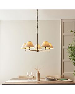 Endon Lighting - Lille - 117833 - Antique Brass Natural 5 Light Ceiling Pendant Light