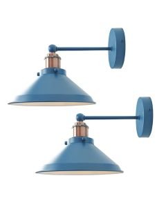 Set of 2 Maxwell - Mirage Blue Brushed Copper Wall Lights