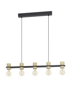 Eglo Lighting - Chieveley - 43541 - Black Wood 5 Light Bar Ceiling Pendant Light