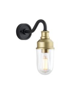 Dorchester - Black Gold Clear Glass IP44 Outdoor Wall Light