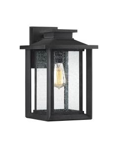 Quoizel Lighting - Wakefield - QZ-WAKEFIELD-M-TBK - Black Clear Seeded Glass IP44 Outdoor Wall Light