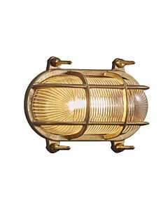 Nordlux - Helford - 49031035 - Natural Brass Frosted Glass IP64 Outdoor Bulkhead Light