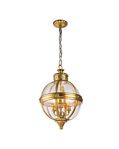 Feiss Lighting - Adams - FE-ADAMS-3P-BB - Brass Clear Glass 3 Light Ceiling Pendant Light
