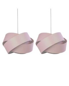 Set of 2 Pink Glitter Twist Easy Fit Pendant Shades