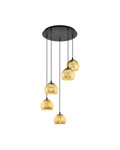 Eglo Lighting - Albaraccin - 98526 - Black Gold Tinted Glass 5 Light Ceiling Pendant Light