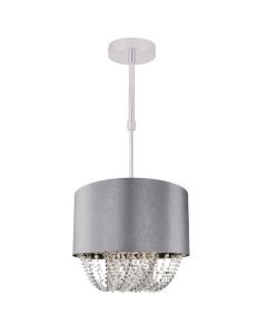 Large 40cm Grey Fabric Ceiling Adjustable Flush With Beaded Diffuser