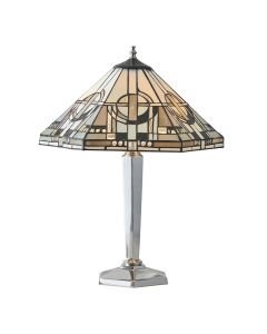 Interiors 1900 - Metropolitan - 64260 - Aluminium Tiffany Glass 2 Light Table Lamp