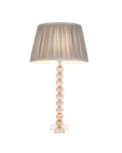 Endon Lighting - Adelie - 100353 - Blush Crystal Glass Nickel Charcoal Table Lamp With Shade