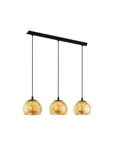 Eglo Lighting - Albaraccin - 98525 - Black Gold Tinted Glass 3 Light Bar Ceiling Pendant Light