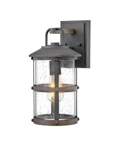 Quintiesse - Lakehouse - QN-LAKEHOUSE2-S-DZ - Aged Zinc Grey Clear Seeded Glass IP44 Outdoor Wall Light