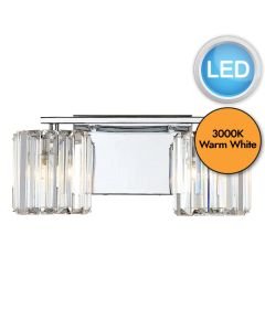 Quoizel Lighting - Divine - QZ-DIVINE2-PC-BATH - LED Chrome Clear Crystal Glass 2 Light IP44 Bathroom Wall Light