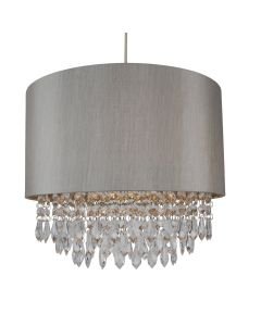 Joyce - Clear Silver 35 cm Easy Fit Jewelled Pendant Shade