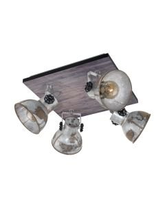 Eglo Lighting - Barnstaple - 49653 - Rustic Wood Black Aged Zinc 4 Light Ceiling Spotlight