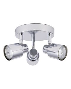 Chrome 3 Light IP44 Bathroom Round Spotlight Plate