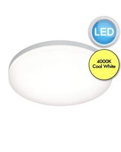 Saxby Lighting - Noble - 54479 - LED Opal Silver IP44 Round Bathroom Ceiling Flush Light