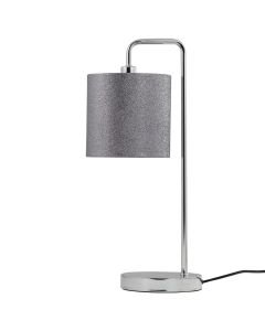 Chrome Arched Table Lamp with Grey Glitter Shade