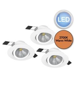 Eglo Lighting - Set of 3 Saliceto - 900745 - LED White Recessed Ceiling Downlights