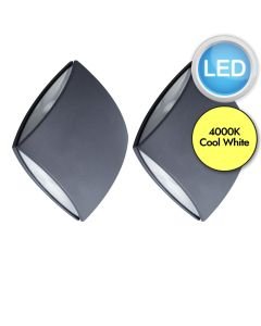 Set of 2 Pilo - LED Dark Grey Clear IP54 Outdoor Wall Washer Lights