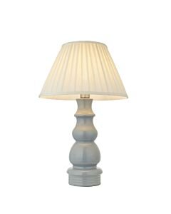 Endon Lighting - Provence - 103379 - Blue Grey Satin Nickel Cream Ceramic Table Lamp With Shade