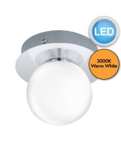 Eglo Lighting - Mosiano - 94626 - LED Chrome White Glass IP44 Bathroom Ceiling Flush Light