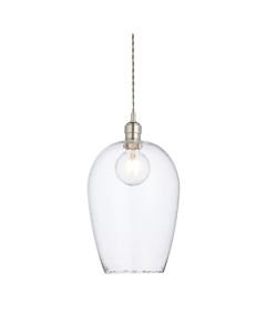 Connaught - Nickel Clear Hammered Glass 25cm Dia Ceiling Pendant Light