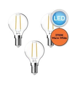 3 x 4W LED E14 Golf Ball Filament Light Bulbs - Warm White