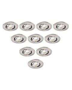 Saxby Lighting - Set of 10 Saxby ShieldONE 75 - 111579 & 113320 - Satin Nickel Tilt Recessed Fire Rated Ceiling Downlights
