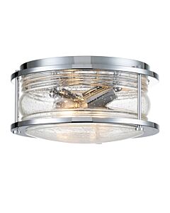 Quintiesse - Ashland Bay - QN-ASHLANDBAY-F-PC-BATH - Chrome Clear Seeded Glass 2 Light IP44 Bathroom Ceiling Flush Light