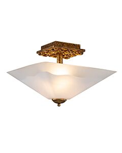 Flambeau Lighting - Star - STAR-F-S-DG - Distressed Gold Opal Glass 2 Light Flush Ceiling Light