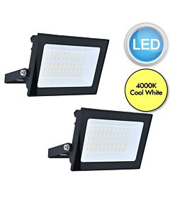 Set of 2 Halo - Black Clear Glass IP65 30388 Outdoor Floodlights