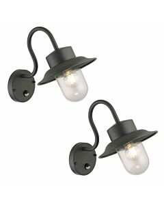 Set of 2 Montford - Black Motion Sensor Outdoor Wall Lights
