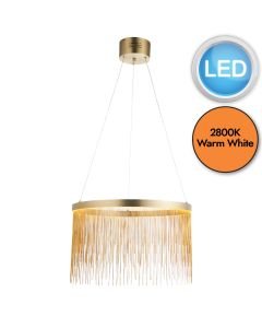 Endon Lighting - Zelma - 92176 - LED Satin Brass Gold Ceiling Pendant Light