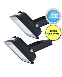 Set of 2 Halo - Black Clear Glass IP65 30387 Outdoor Floodlights