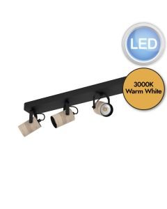 Eglo Lighting - Cayuca - 900438 - LED Black Wood 4 Light Ceiling Spotlight
