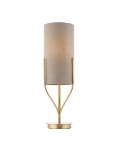 Endon Lighting - Fraser - 95467 - Satin Brass Natural Table Lamp With Shade