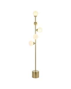 Newton - Satin Brass White Glass 5 Light Floor Lamp