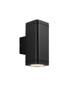 Endon Lighting - Milton - 96911 - Black Clear Glass 2 Light IP44 Outdoor Wall Washer Light