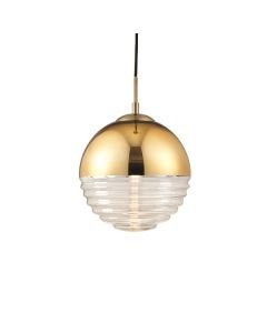Endon Lighting - Paloma - 68958 - Gold Clear Ribbed Glass Ceiling Pendant Light
