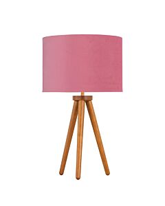 Voyage - Dark Oak Table Lamp or Bedside Light with Flamingo Shade