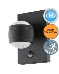 Eglo Lighting - Sesimba 1 - 96021 - LED Black Clear 2 Light IP44 Outdoor Sensor Wall Light