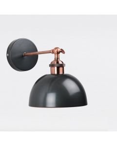 Galley Style Wall Lamp in Industrial Nickel Painted Finish with Antique Copper Detail