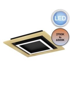 Eglo Lighting - Tirrenara - 900603 - LED Black Wood White 4 Light Flush Ceiling Light