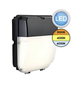 Saxby Lighting - Lucca CCT - 114571 - LED Black Opal IP65 Outdoor Sensor Bulkhead Light