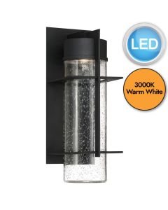 Quintiesse - Eames - QN-EAMES-LED-L-EK - LED Black Clear Seeded Glass IP44 Outdoor Wall Light