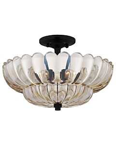 Quoizel Lighting - Whitecap - QZ-WHITECAP-SF-M - Brown Patina Clear Amber Glass 4 Light Flush Ceiling Light